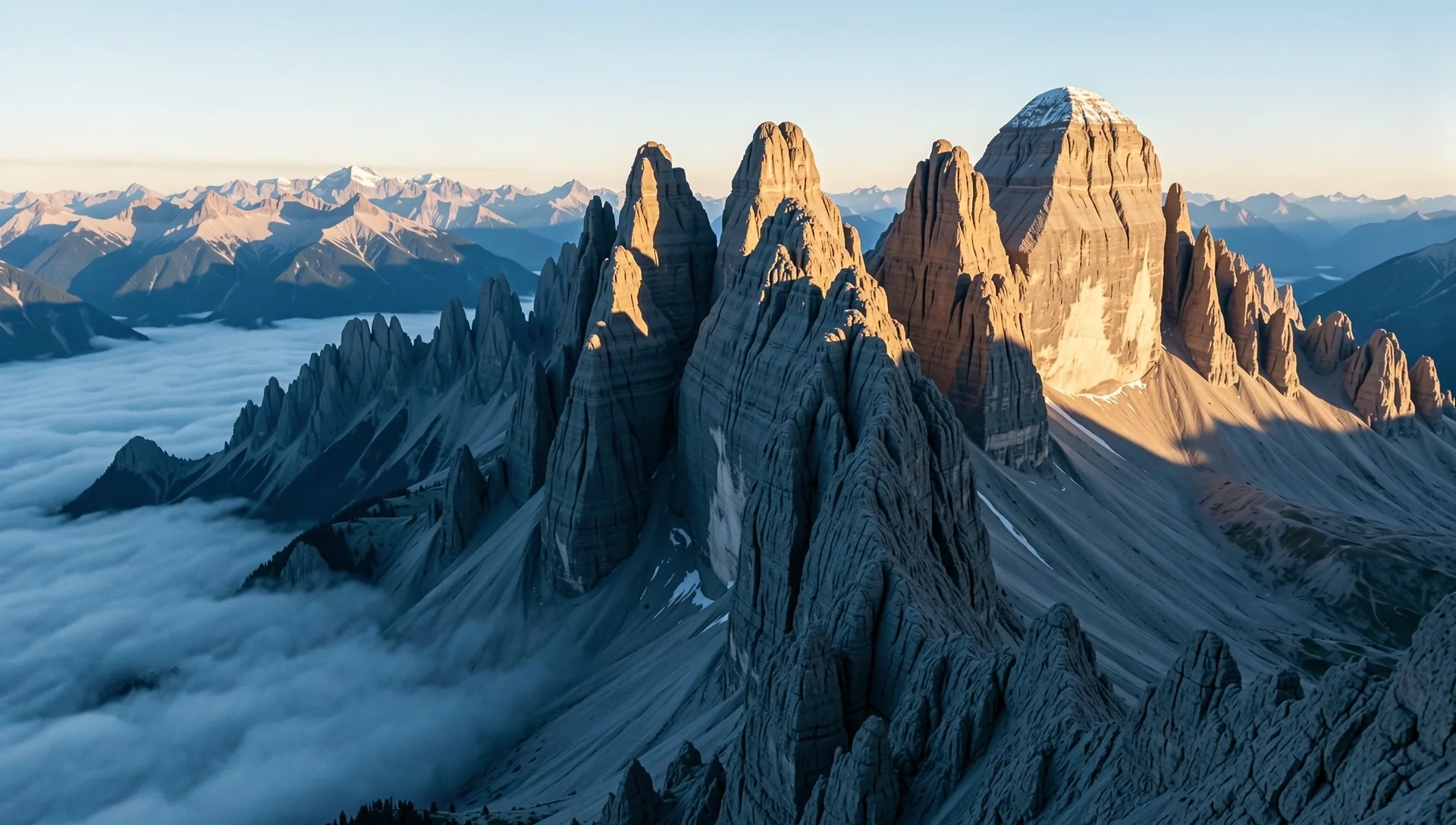 Swiss Alpine peaks at dawn